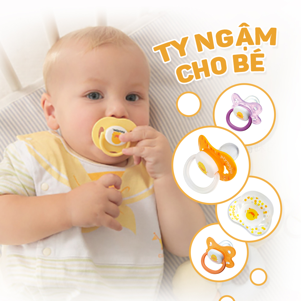 Ty ngậm piyo piyo kèm nắp cho bé 6 tháng tuổi trở lên màu cam