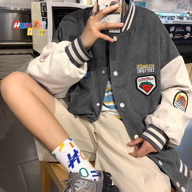 Áo Khoác Bomber Nhung Tăm BAFIRLY Dáng Rộng Nam Nữ Ulzzang Unisex - MM