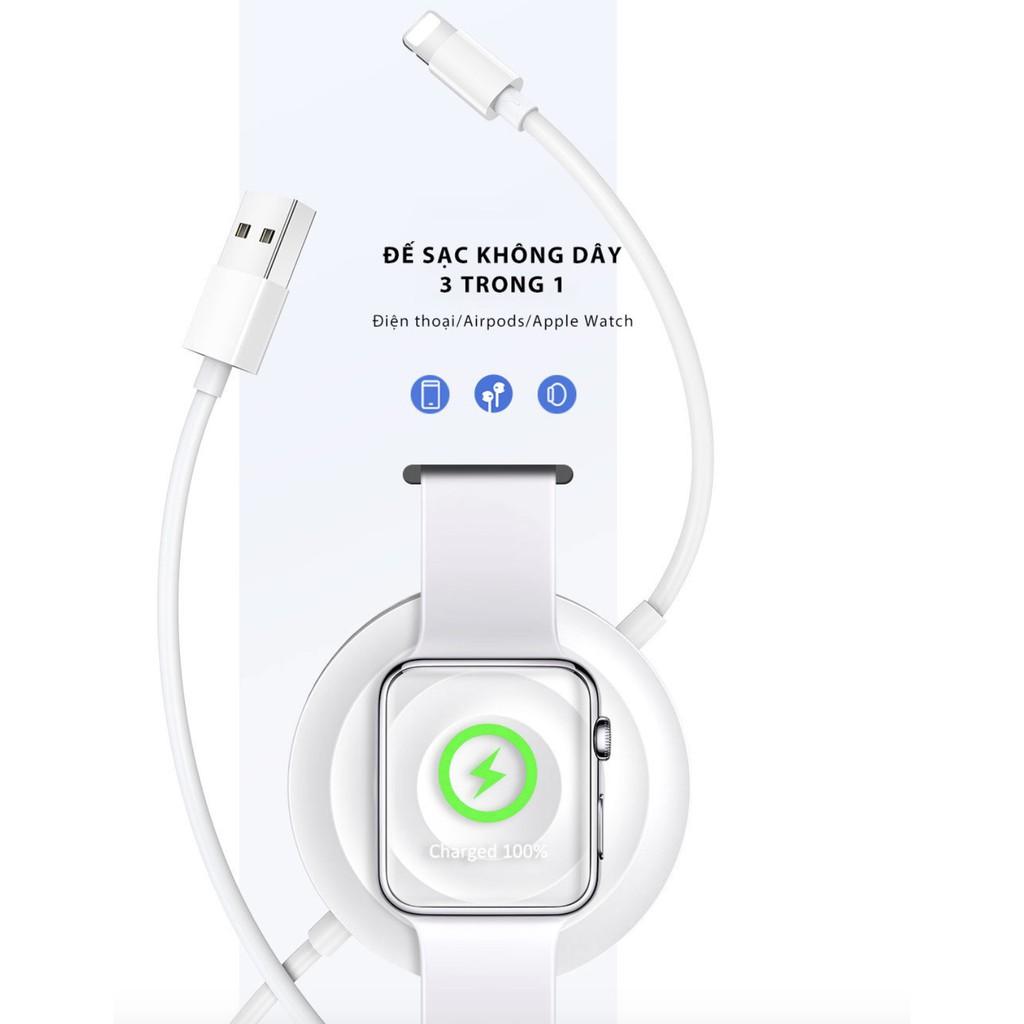 Đế sạc không dây 3in1 cho Iphone/Apple Watch/ Airpods tích hợp cáp sạc Lightning USAMS - HanruiOffical