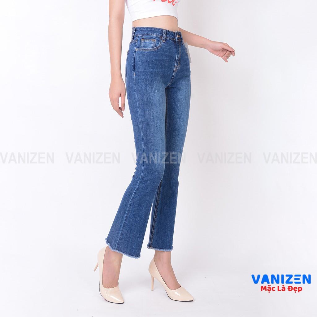 Quần jean nữ ống loe đẹp lưng cao cạp cao trơn hàng hiệu cao cấp mã 343 VANIZEN
