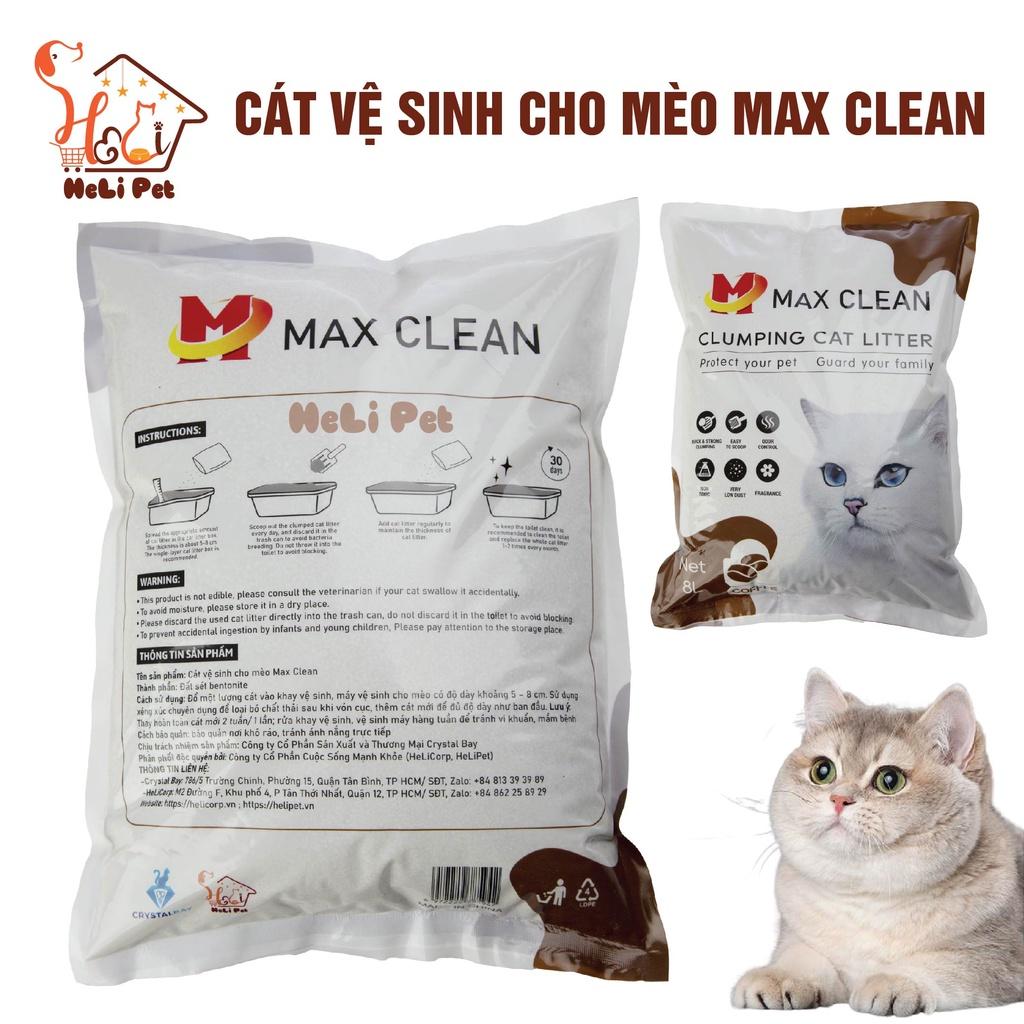 Cát Vệ Sinh Cho Mèo Max Clean 4Kg Vón Cực Nhanh, Rất Ít Bụi, Thấm Hút Tốt Dùng Tốt Cho Cả Máy Vệ Sinh và Khay Vệ Sinh- HeLiPet- HeLiPet