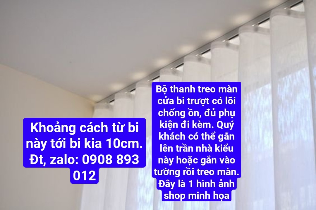 Cây Treo Rèm Cửa Bi Trượt và Lõi Chống Ồn Đủ Phụ Kiện 2m50