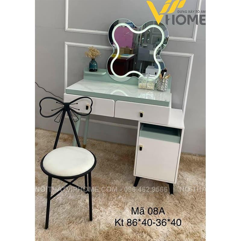 Bàn trang điểm, bàn phấn kèm gương tích hợp đèn LED kèm nút cảm ứng thông minh và ngăn kéo để đồ tện lợi BTD-00030