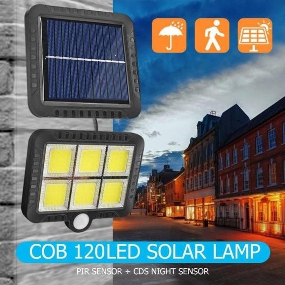 Bộ Đèn Năng Lượng Mặt Trời Siêu Sáng COB 6 Led F120 16x14cm Kèm Giá Đỡ Và Remote Điều Khiển