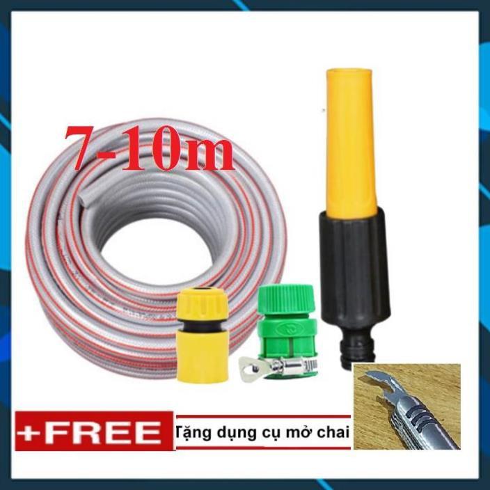 Vòi Xịt️ Bộ dây vòi xịt nước rửa xe, tưới cây , tăng áp 3 lần, loại 7m, 10m 206622-5 cút sập, + mở chai