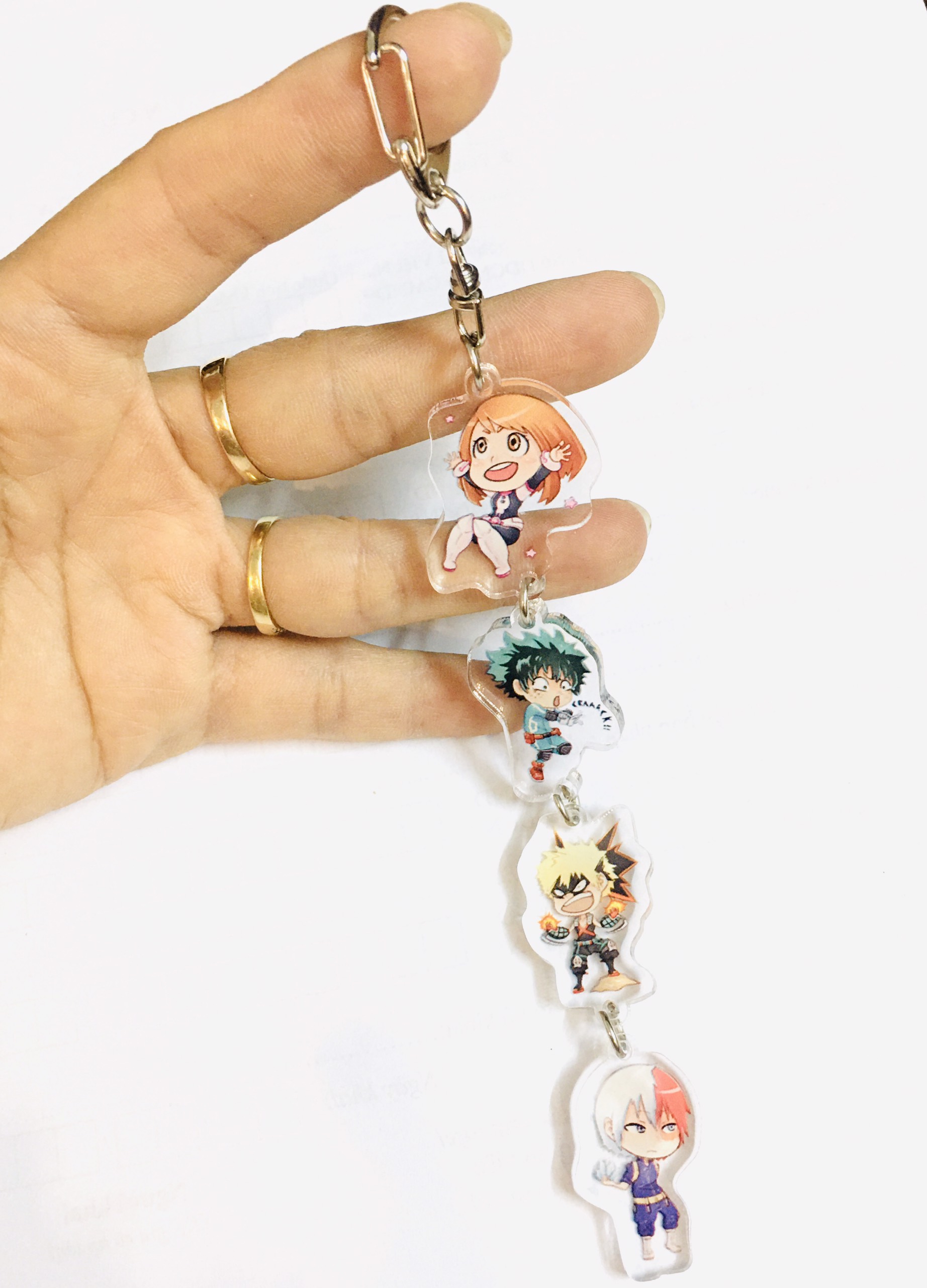 Móc khoá My Hero Academia chùm 4 miếng mica trong