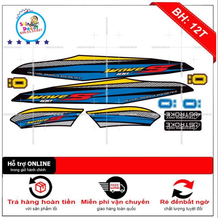 Tem xe wave S100 2016 tổ ong xanh đen