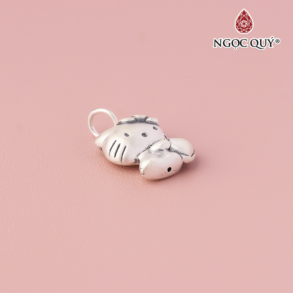 Charm treo hình mèo kitty ôm trái tim - Ngọc Quý Gemstones