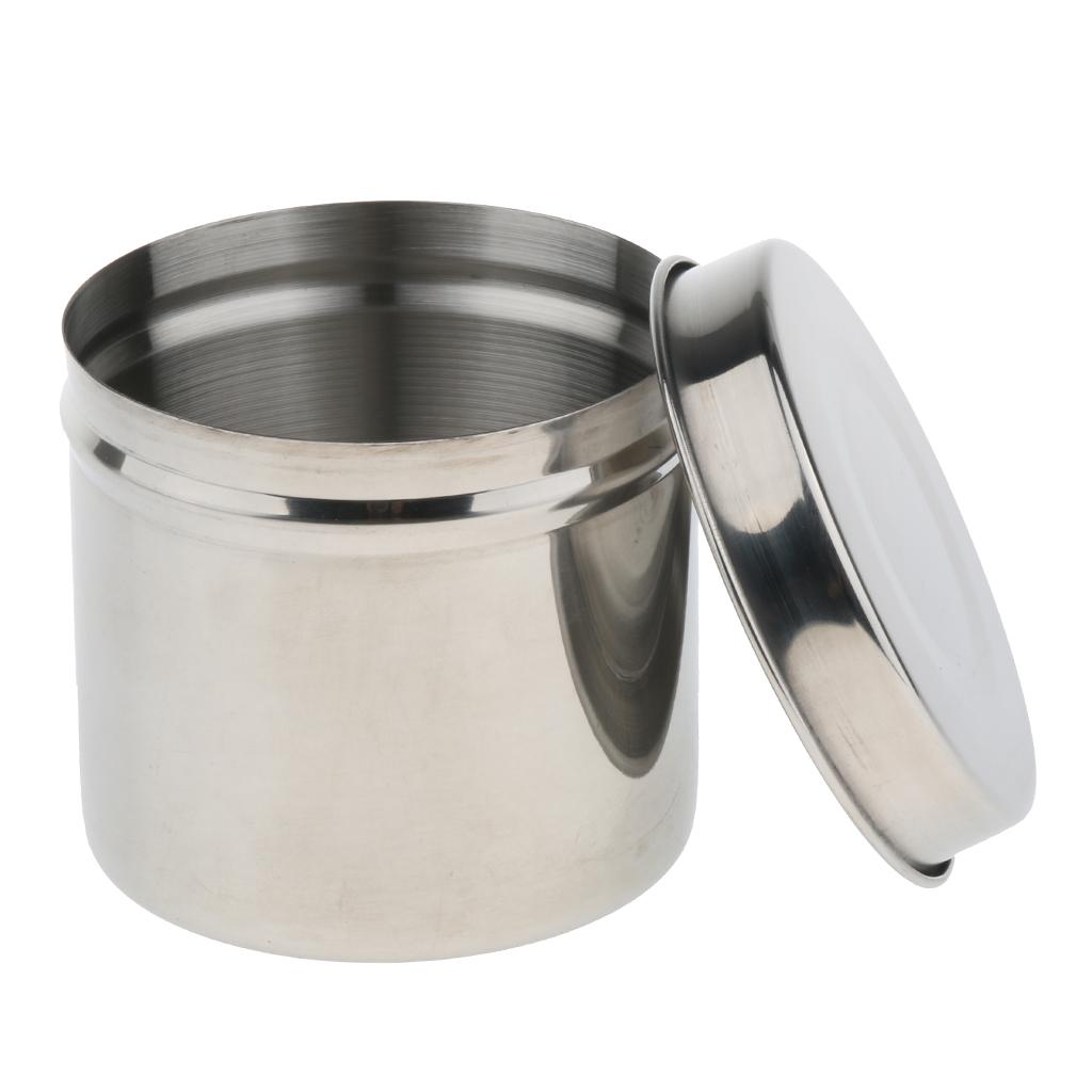 Premium Stainless Steel Cotton Medicine Disinfection Tank Alcohol Sterilizing Container Box Jar with Cap - Dia 8-12cm