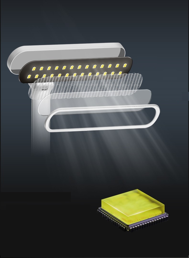 Đèn led để bàn học tích điện W6072GB có kệ đựng bút, điện thoại với 3 chế độ sáng bảo vệ mắt chống cận thị