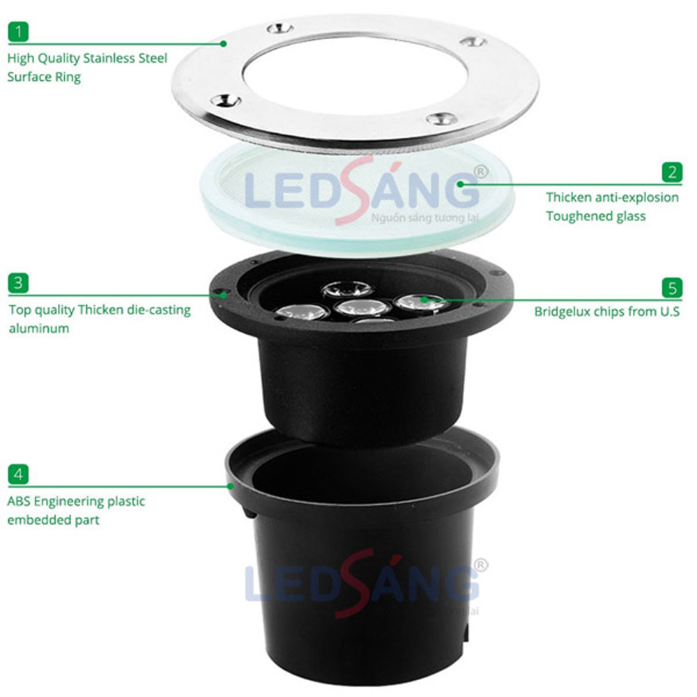 Đèn led âm đất - Đèn âm đất - Đèn âm đất chống nước sân vườn - Đèn sân vườn -
Đèn dưới đất RGB AD LEDSANG