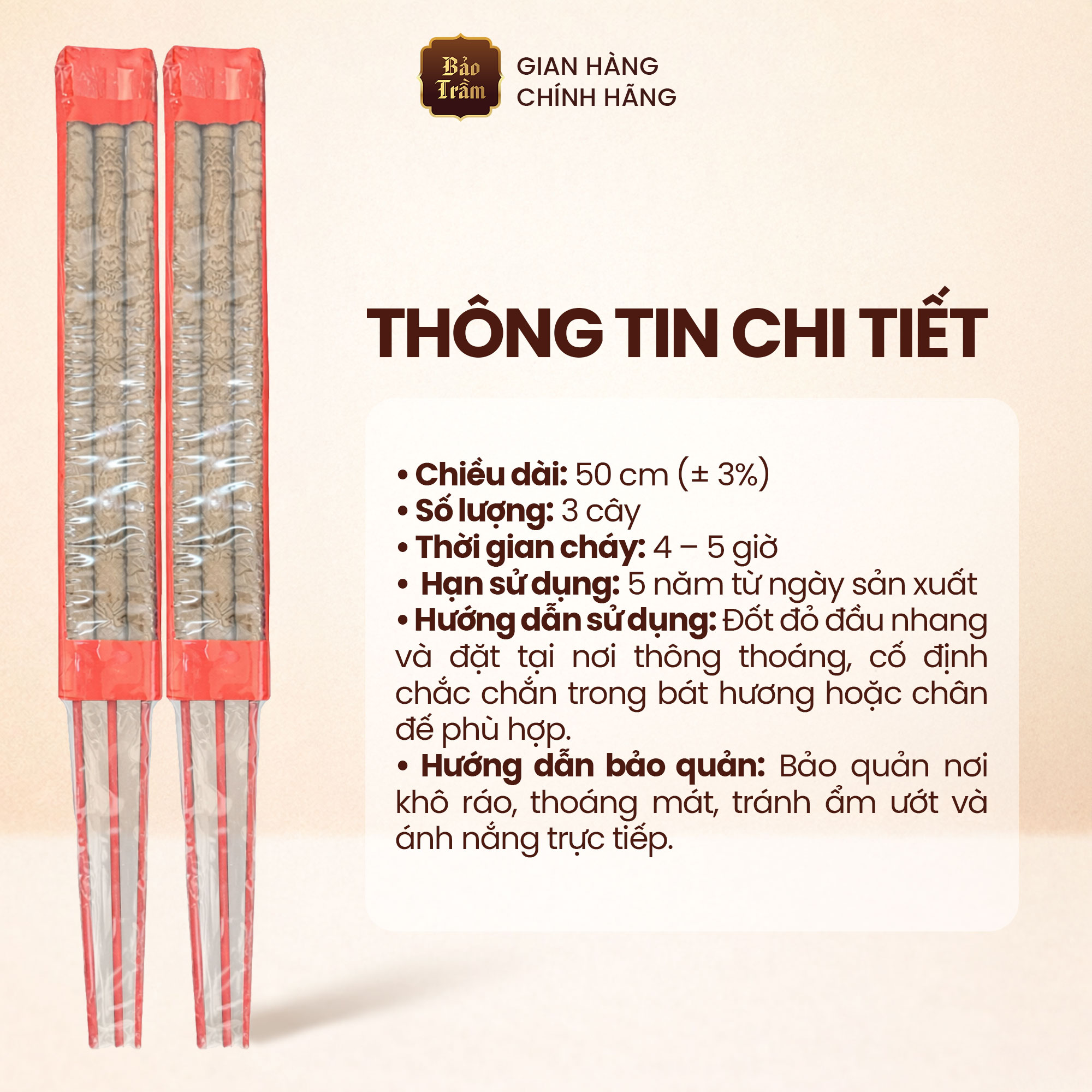 Nhang rồng trầm hương Bảo Trầm hương trang nghiêm ấm áp 50cm