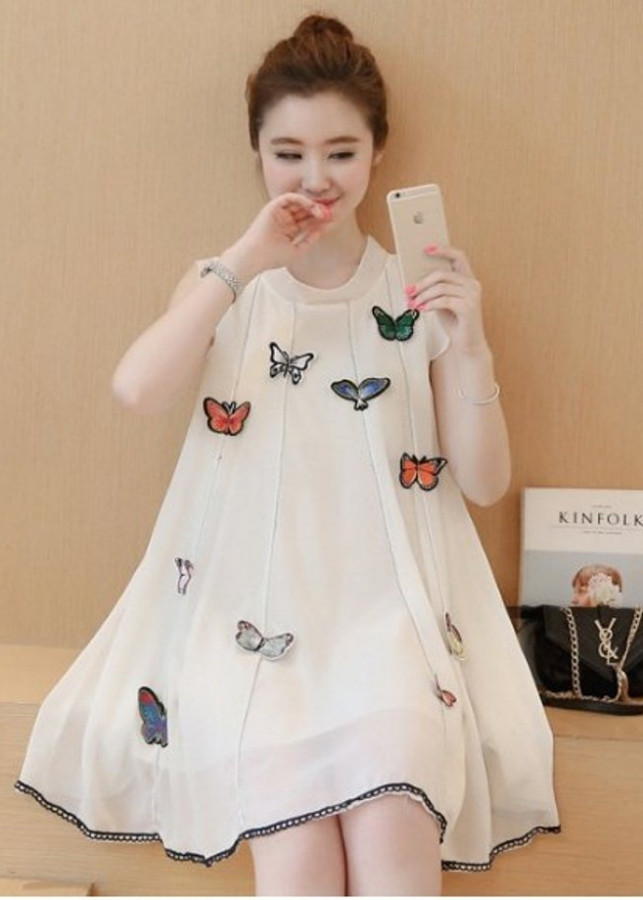 Đầm suông xoa đinh bướm xinh BY1077A