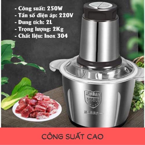 Máy xay thịt đa năng cối inox 304 Dao 4 Lưỡi Đa Năng, Công suất 250W- Xay thịt, xay tỏi ớt, rau củ quả.