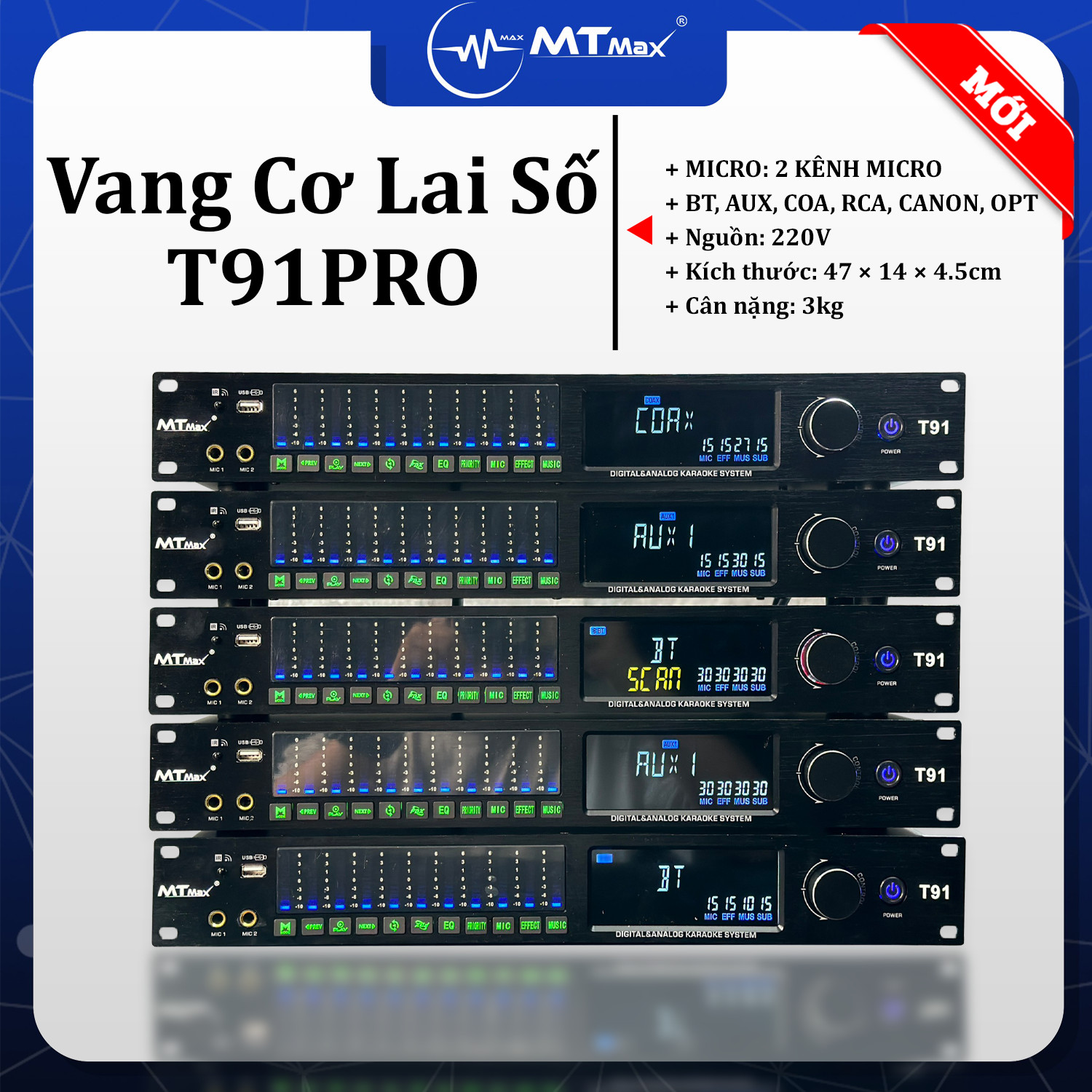 [ Tặng Dây Canon ] Vang Cơ Lai Số MTMAX T91 PRO - Bluetooth, Đèn Nháy Theo Nhạc, FBX Chống Hú 5 Cấp Độ, Echo-Reverb Mượt Mà, Chuẩn Chuyên Nghiệp, Hàng Chính Hãng