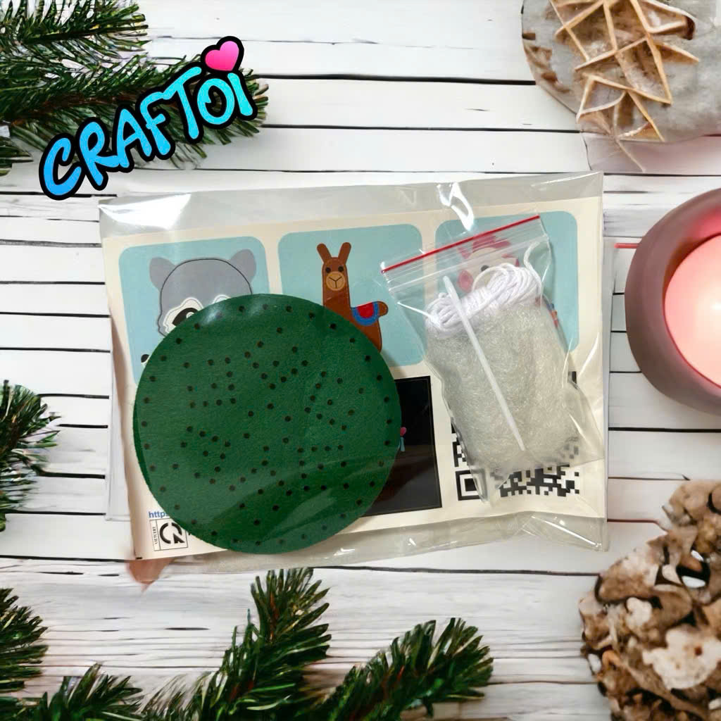 KIM NHỰA Bộ Thủ Công Trẻ Tự Làm Bông 5+ Christmas ornament Noel Craftoi Felt Sewing toy prepunched holes plastic needle