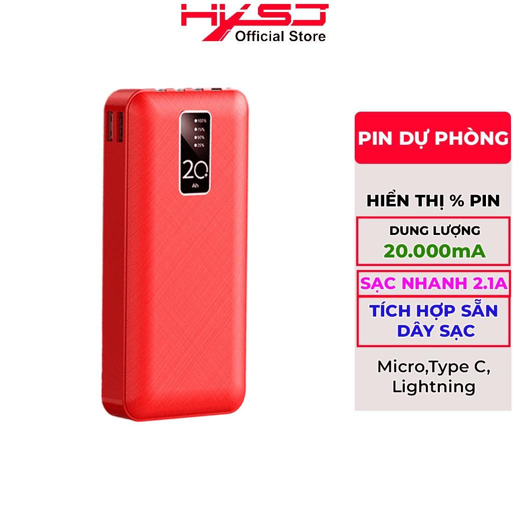 Pin sạc dự phòng HXSJ A1 20.000mAh-sạc nhanh tích hợp sẵn 4 đầu sạc chuyên dụng tiện lợi, 2 Cổng Sạc Vào Type-C/Micro - Hàng Chính Hãng