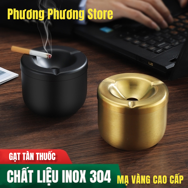 Gạt Tàn Thuốc Iá Dạng phễu Dáng Đẹp Cao Cấp Bằng Kim loại Inox 304 Mạ Vàng Dễ Sử Dụng Bền Mãi Theo thời Gian