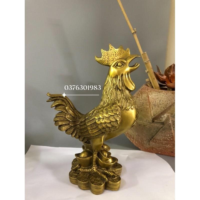 Con gà trống đồng thau vàng cao 20cm