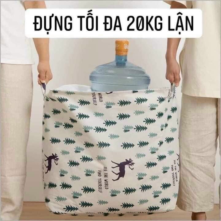 Túi Đựng Quần Áo, Chăn Màn Bằng Vải Có Thể Gấp Gọn Vintage Xinh Xắn Cỡ Lớn Tiện Lợi 100L