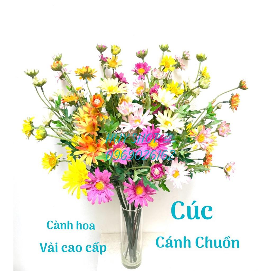 HOA GIẢ TRANG TRÍ - CÀNH HOA CÚC CÁNH CHUỒN VẢI CAO CẤP