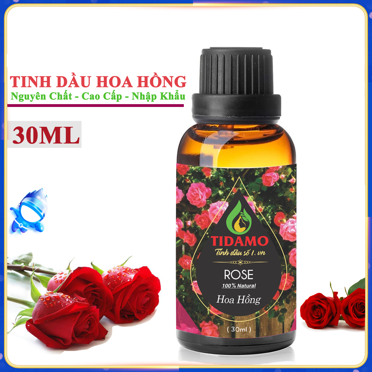 Tinh Dầu Hoa Hồng 30ml TIDAMO - Tinh Dầu Xông Phòng Thơm Thư Giãn và Làm Đẹp Với Chất Lượng và Mùi Hương Vượt Trội