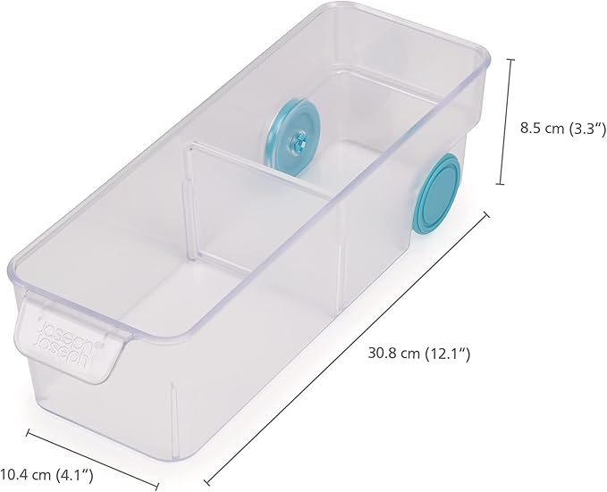 Khay chứa đồ 2 ngăn nhỏ Joseph Joseph 851662 FridgeStore Small Storage Bin có bánh lăn