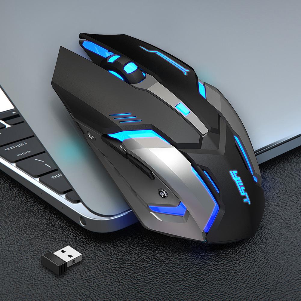 Không Dây Sạc Êm Chuột 6 Nút Bấm Dạ Quang Chuột Không Dây Máy Tính PC 2400Dpi Thiết Chuột Chơi Game