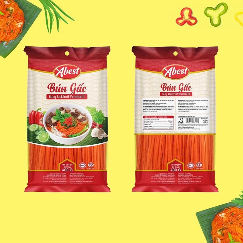 Bún khô Gấc ABEST/400G/Bún tươi hữu cơ/Bún tươi hữu cơ/Dai ngon/Không chất bảo quản/Không phẩm màu/Hàng xuất khẩu