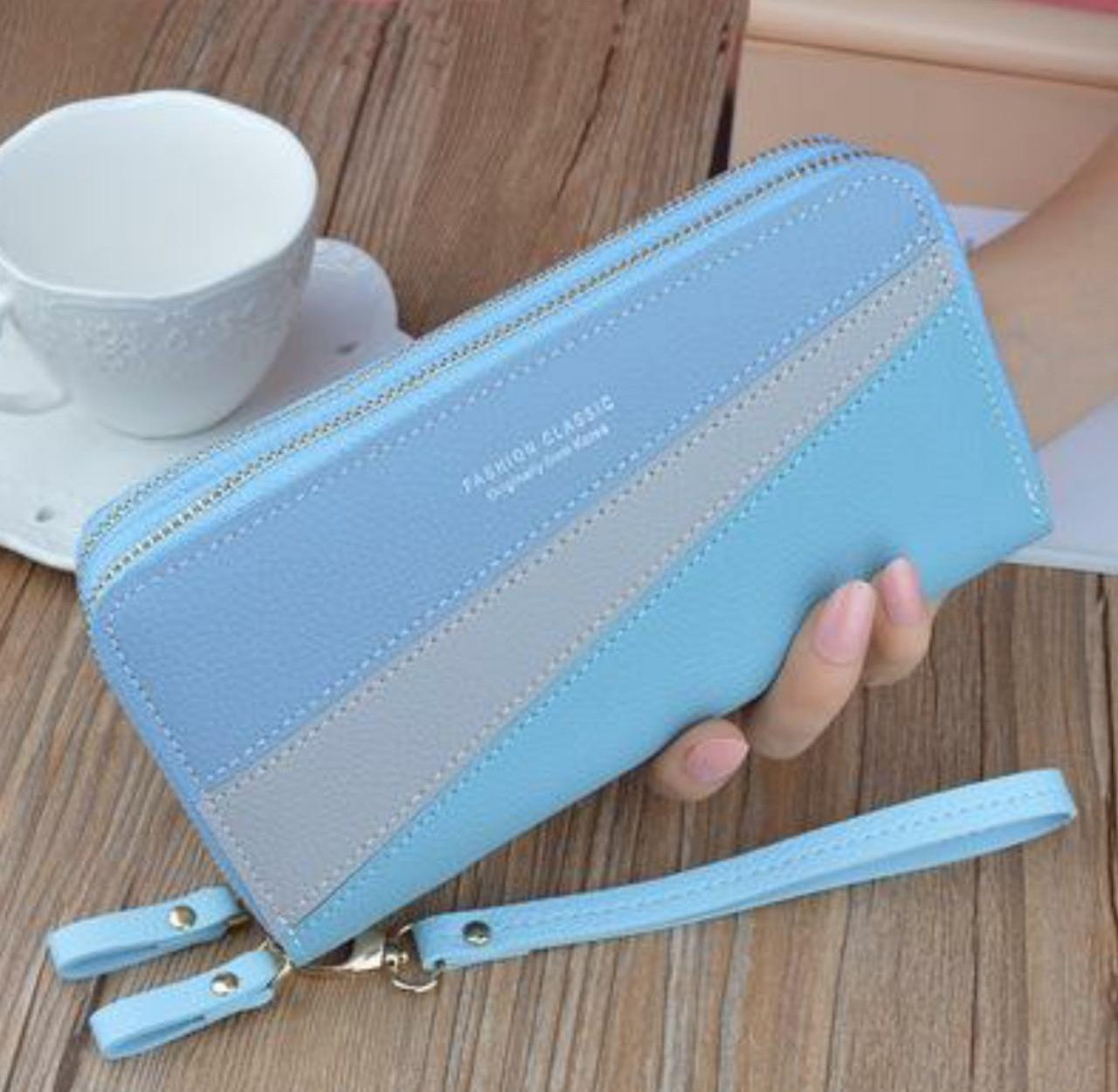 Ví nữ cầm tay cao cấp 2 ngăn kéo sang trọng, thiết kế nhiều ngăn tiện dụng TK0047 - XANH