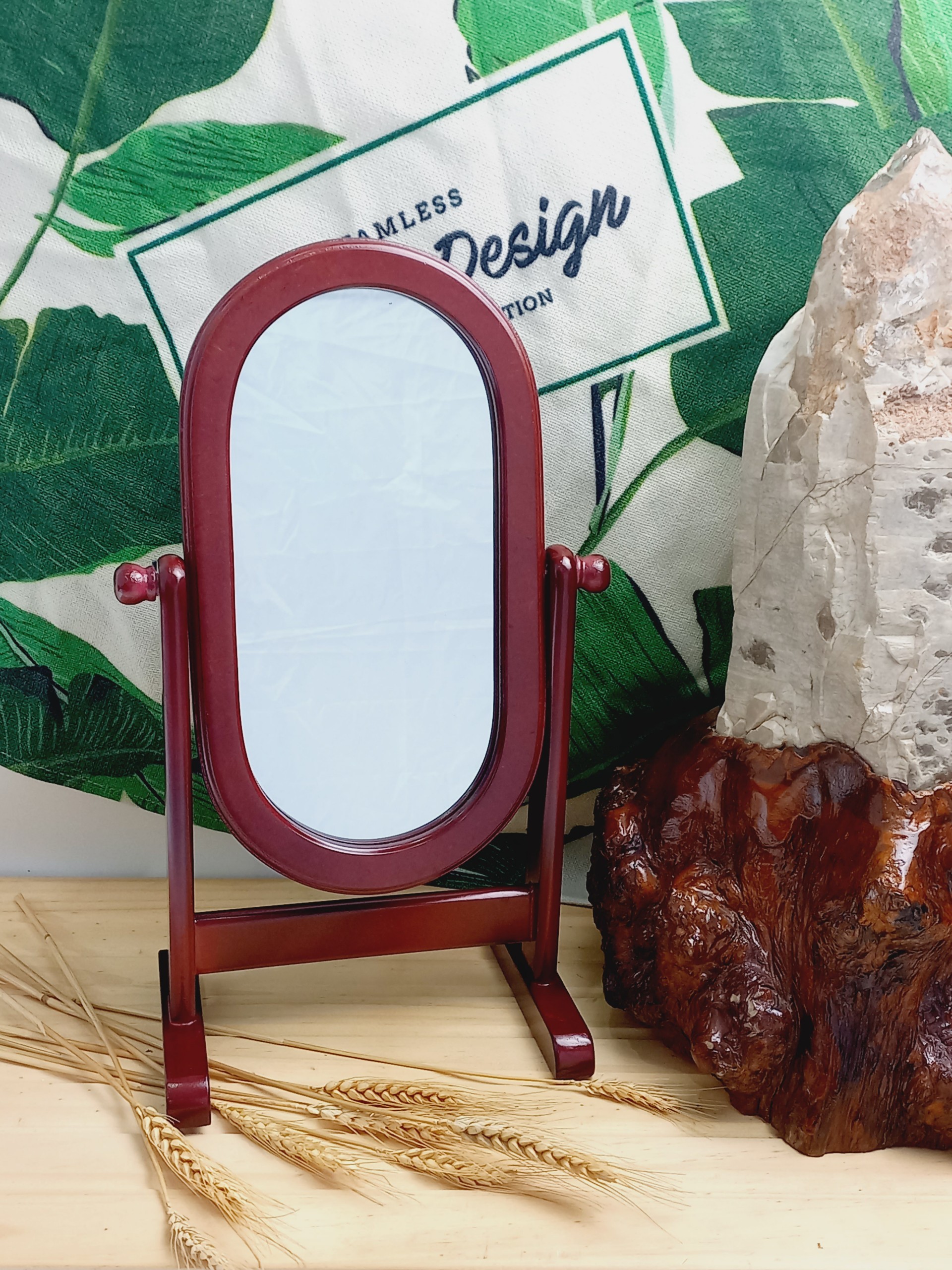 Gương Trang Điểm, Gương Khung Gỗ Để Bàn Decor Trang Nhã SB05 - Hàng VN Xuất Khẩu