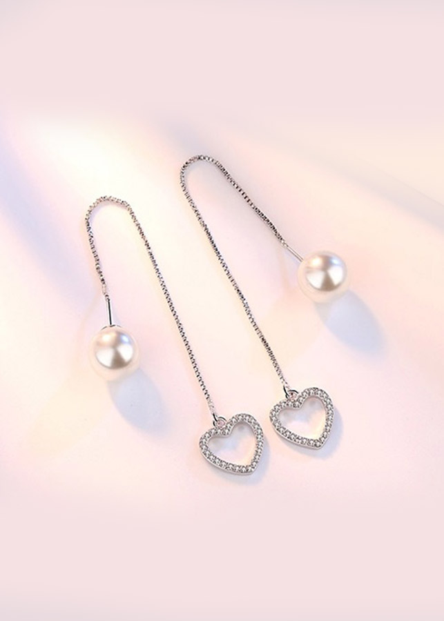 Bông tai ngọc trai dài đá zircon BHBT80