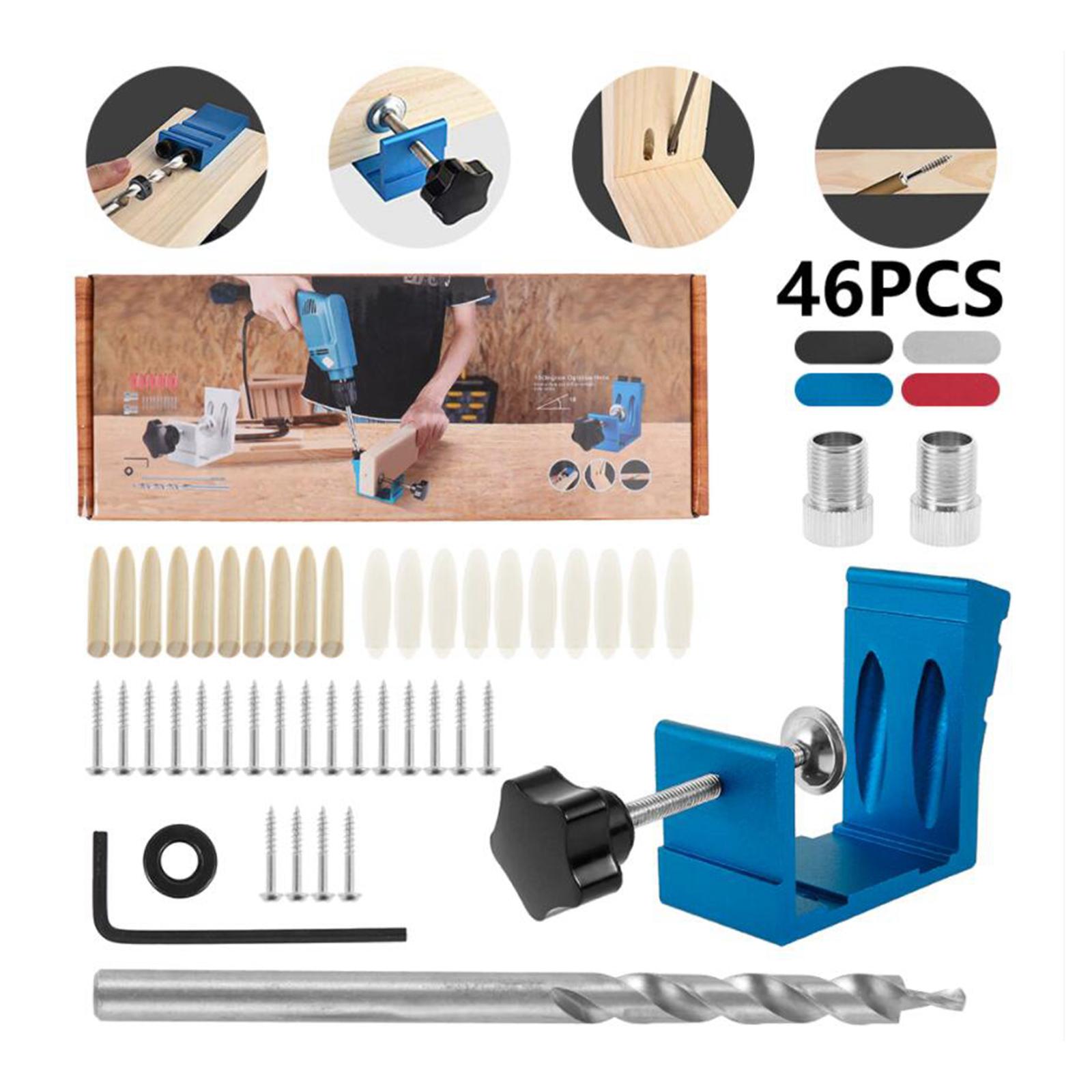 Carpenters 15 Degree Pocket Hole Jig Kit Dowel Oblique Drill Wood Tool Woodworking Locator