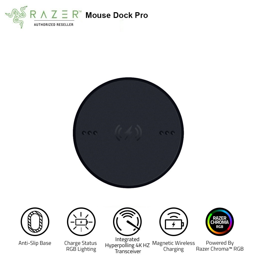 Bộ sản phẩm đế sạc Razer Mouse Dock Pro-Razer Wireless Charging Puck Bundle_Mới, hàng chính hãng