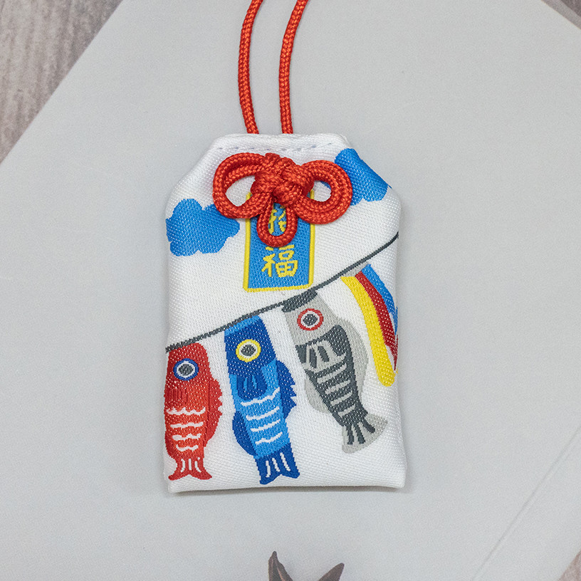 Túi may mắn Omamori Hình Cá Nhật, tặng Túi Bảo Vệ, tặng Đá Ngũ Sắc, tặng Hoa Oải Hương Nụ Khô - OMCA