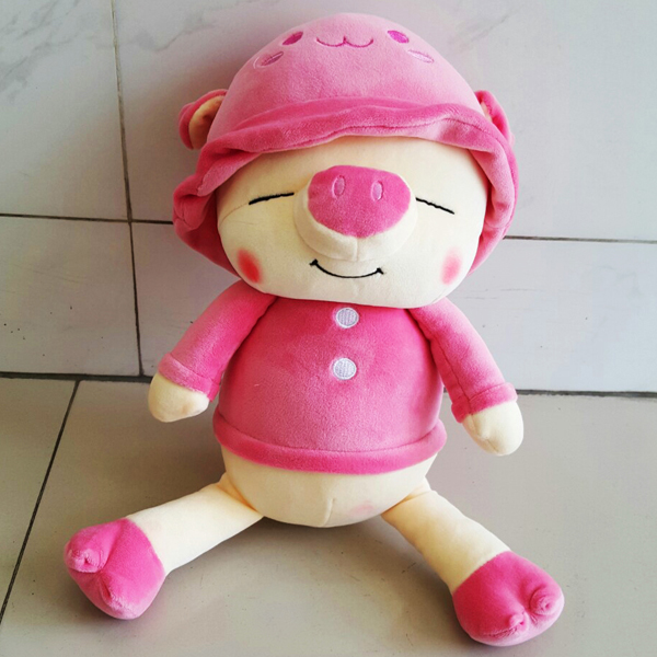 Gấu Bông Heo Happy Đội Nón (40 Cm) Gb34 (Màu Hồng)