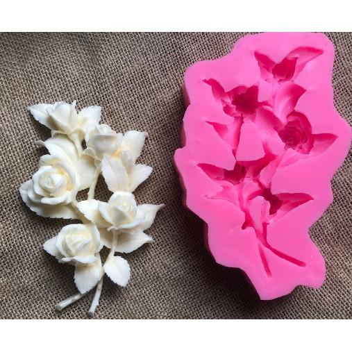 Khuôn Silicon cành hoa hồng 14cm