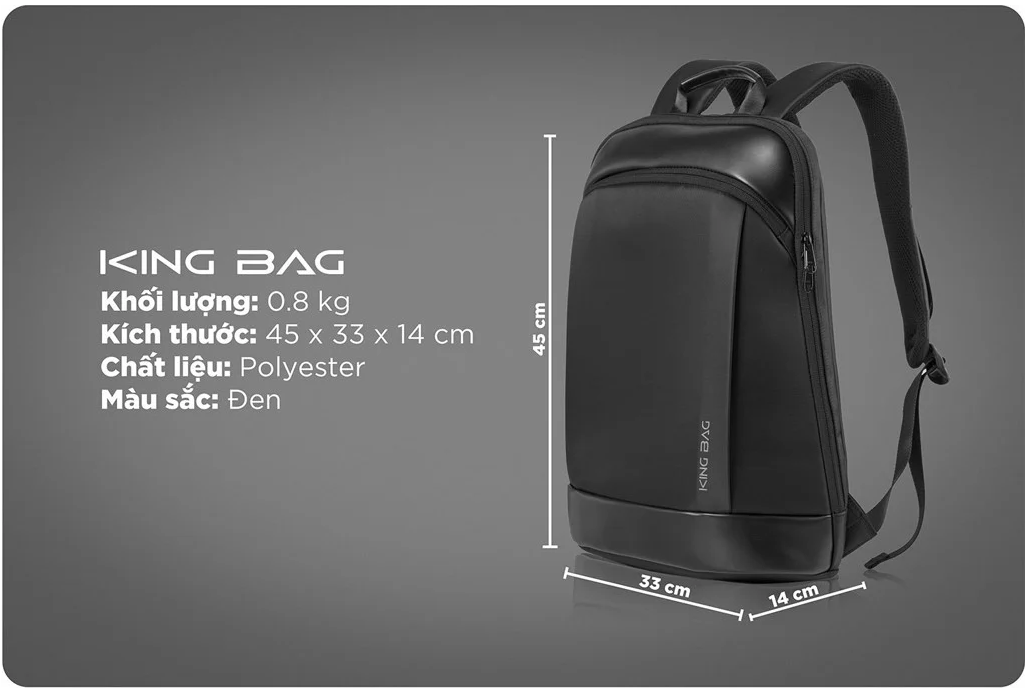 Balo Laptop 15.6 Inch KINGBAG KRATOS phối da bền bỉ, siêu nhẹ - Hàng Chính Hãng