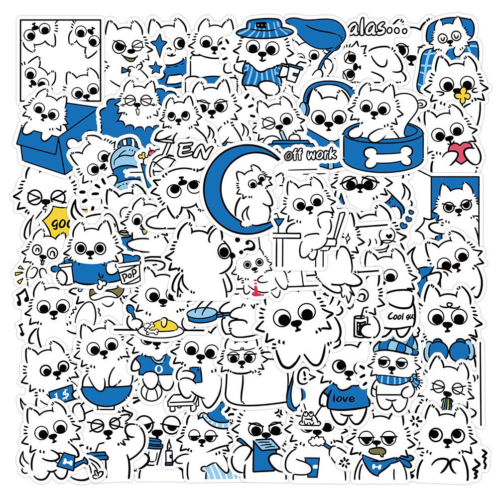 Sticker CHÓ XÙ NHỎ TÔNG XANH hoạt hình cute trang trí mũ bảo hiểm,guitar,ukulele,điện thoại,sổ tay,laptop