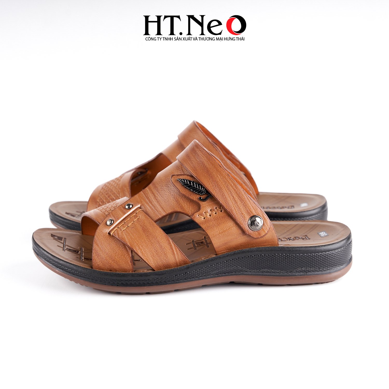 Sandal nam HT.NEO 100% da bò mềm mại, đế cao su nguyên khối, khâu may chân quai siêu chắc chắn SD151