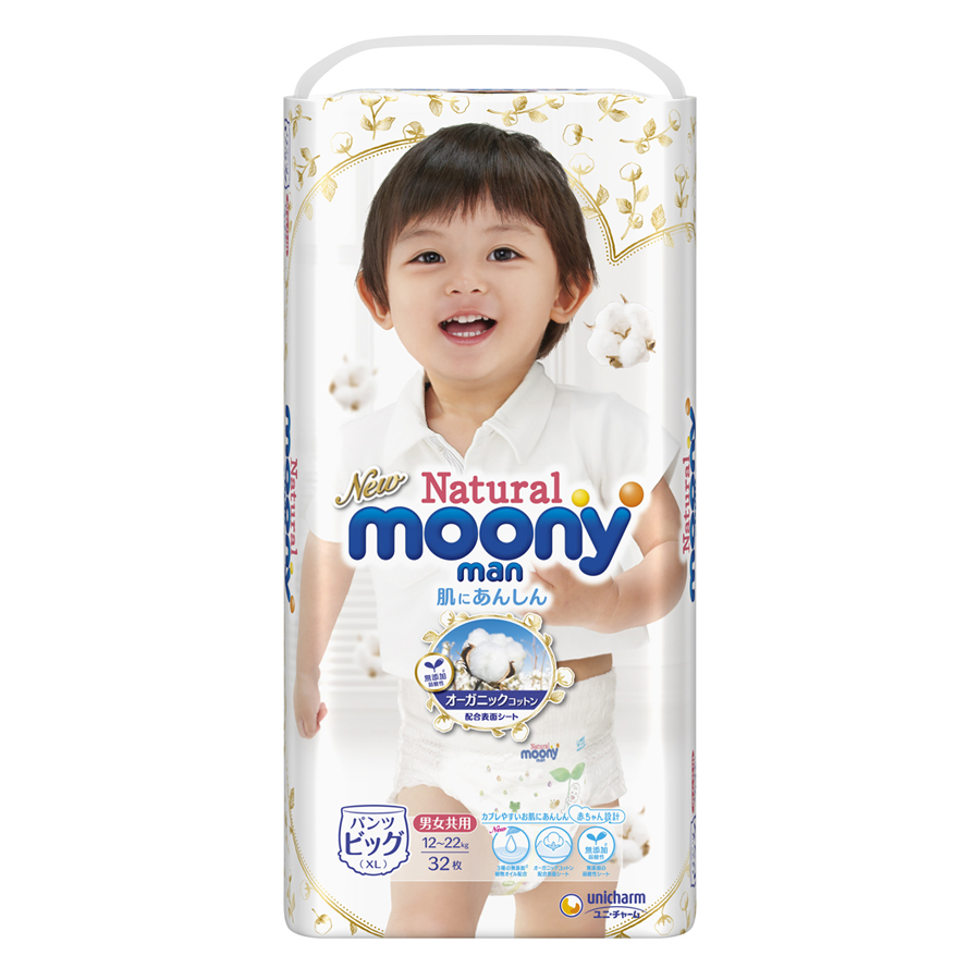 Tã Quần Moony Natural Bông Organic XL32 (32 Miếng)