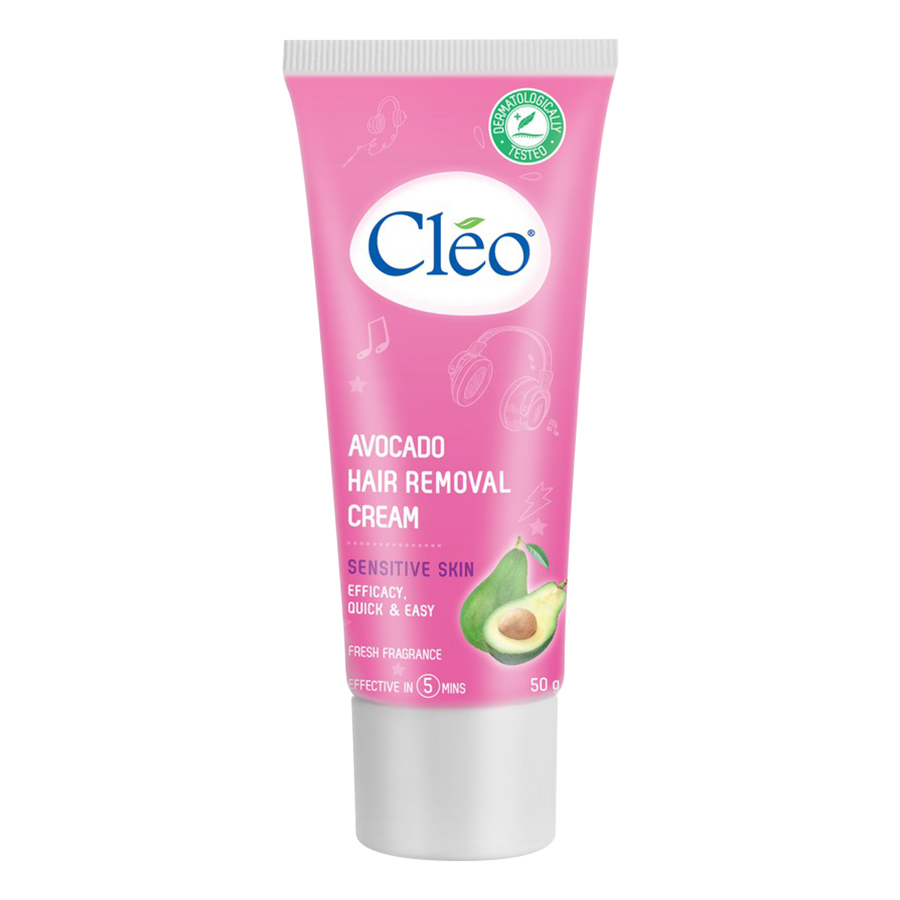 Combo kem tẩy lông chiết xuất bơ Cleo đa vùng dành cho da nhạy cảm 50g và Gel dịu da chiết xuất trà xanh Cleo giúp chậm mọc lông 50g, an toàn, không đau và đạt hiệu quả nhanh chóng