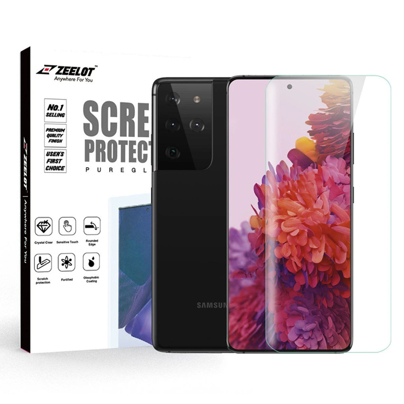 Dán Cường Lực dành cho Samsung Galaxy S21/S21 Plus/S21 Ultra 5G Loca UV Zeelot PureGlass 3D Clear  - Hàng Nhập Khẩu