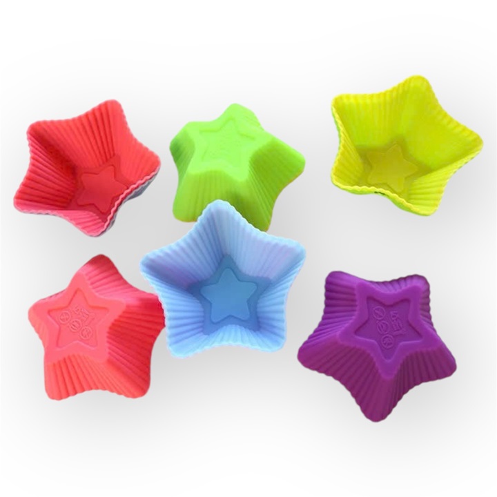 Bộ 10 khuôn silicon 3 lớp làm bánh, rau câu, bánh bông lan, bánh da lợn hình ngôi sao 5 cánh – Mã số 1155