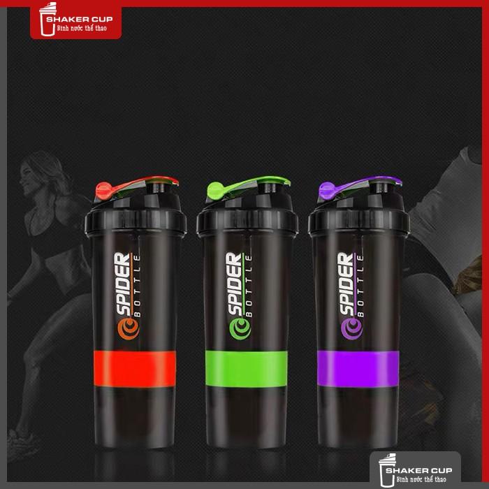 Bình lắc thể thao 3 ngăn shake bottle Spider Bottle