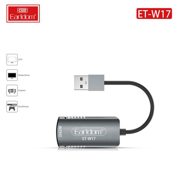 Thiết bị chuyển đổi chân HDMI qua USB 3.0 Earldom ET-W17 chuyên dùng ghi lại hình ảnh, chụp hình, live stream,thiết kế nhỏ gọn, dễ dàng sử dụng cho Laptop,PC,Macbook,điện thoại,PS4/3 Xbox one/360,thiết bị y tế, nội soi, siêu âm- Hàng Chính Hãng