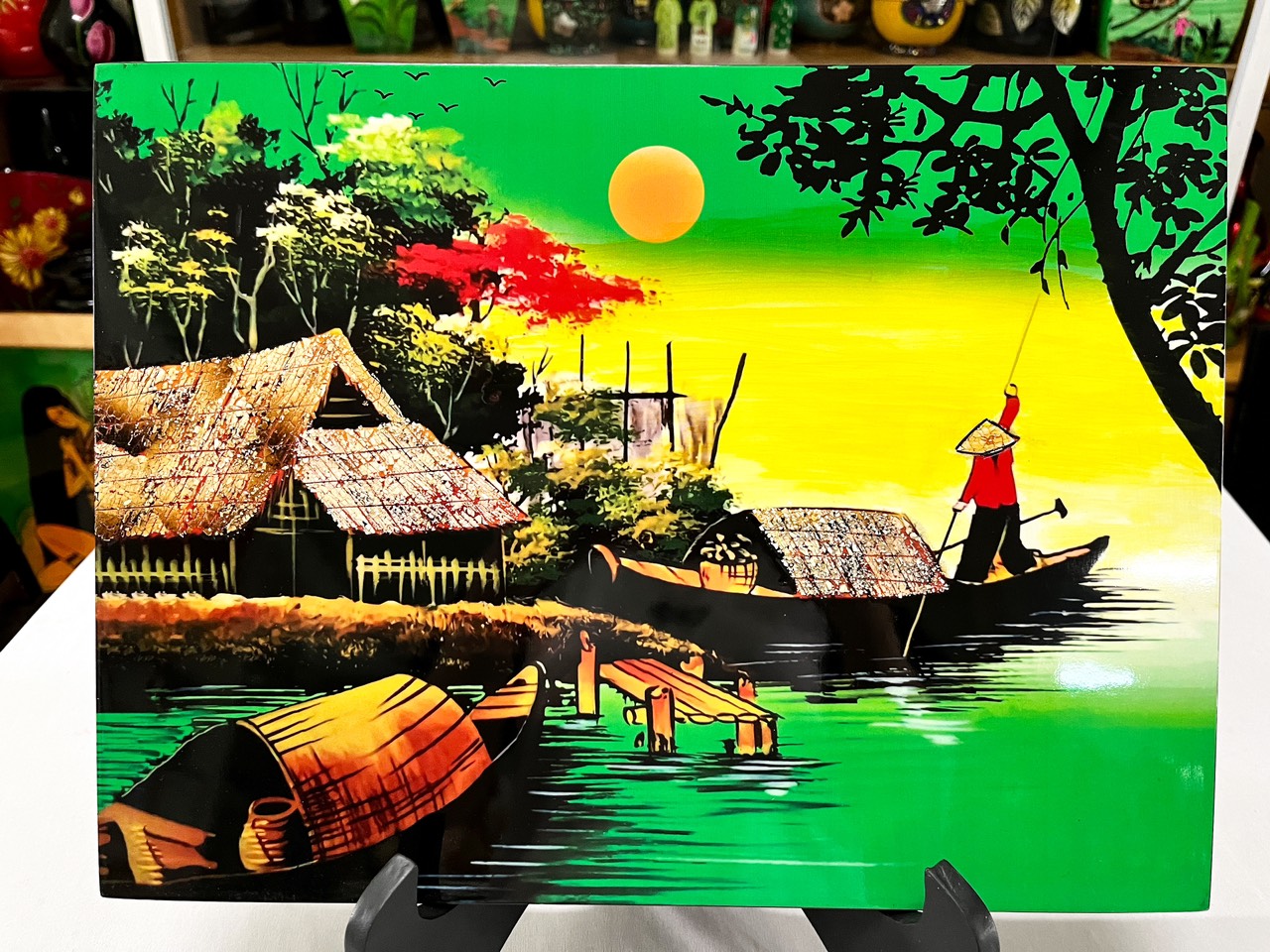 Tranh sơn mài - ĐỒNG QUÊ VIỆT NAM -Hàng xuất khẩu size 30x40 cm