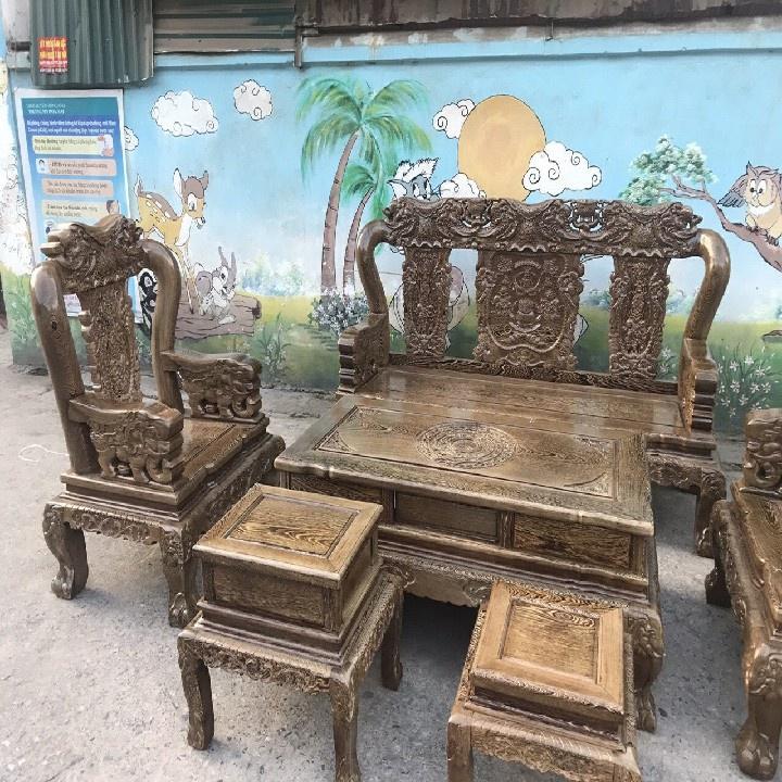Bộ Bàn Ghế Minh Quốc Voi Gỗ Mun Đuôi Công VIP