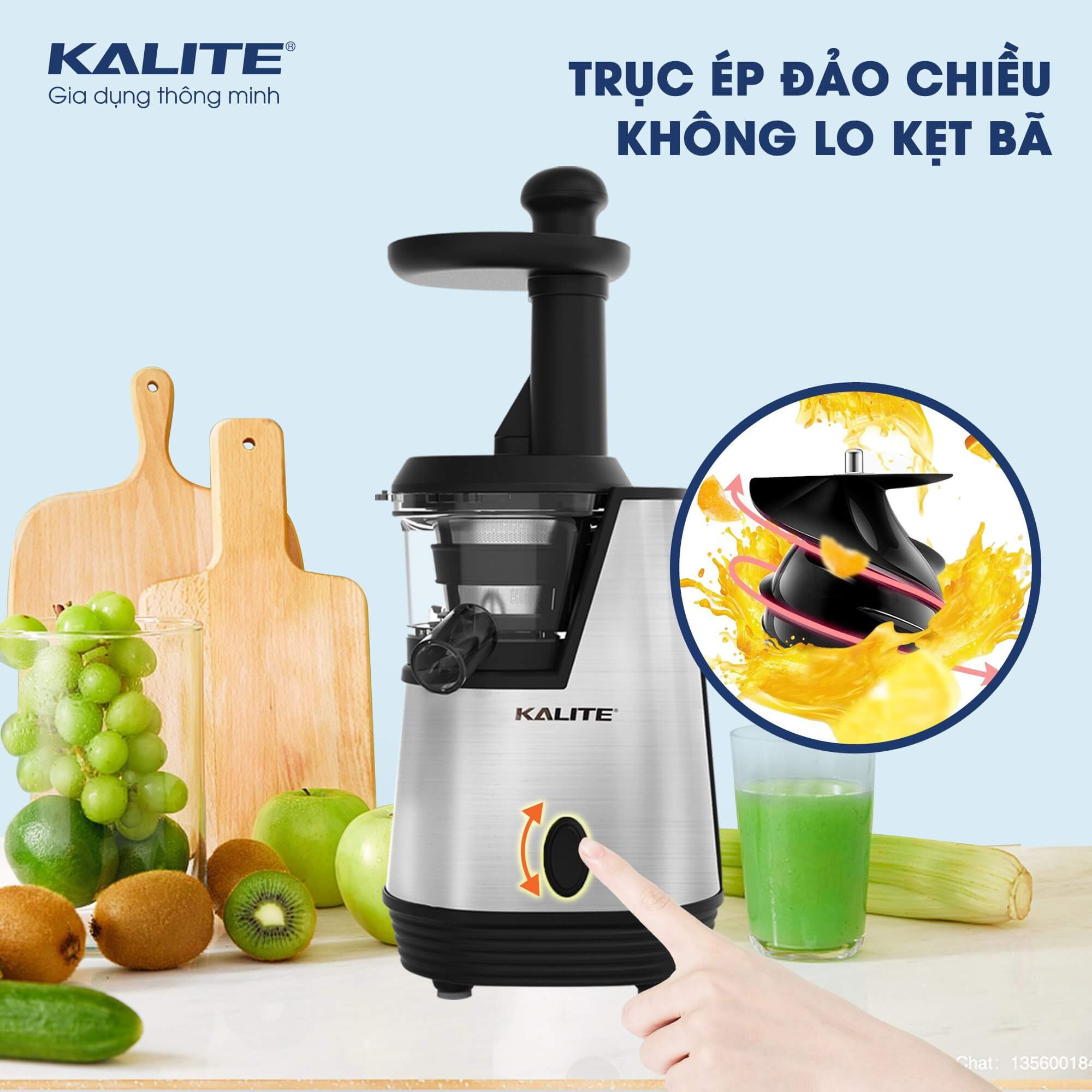 Máy Ép Trái Cây, Máy Ép Chậm KALITE KSJ4413 Công Nghệ Châu Âu Dung Tích 350 ML Công Suất 20 0W - Hàng Chính Hãng