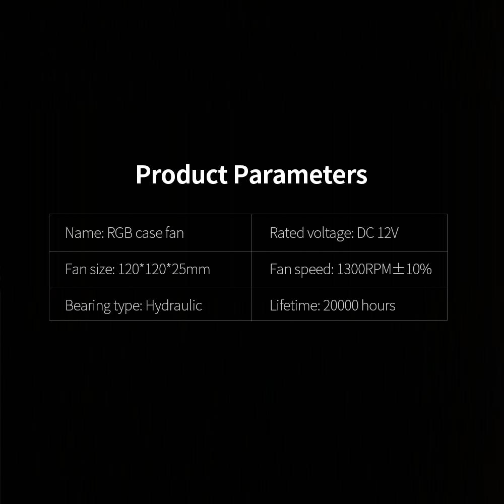 Computer Radiator RGB Fan 12cm RGB Case Cooling Fan Case Cooler Mute Cooling Fan with Non-adjustable Colorful RGB Light